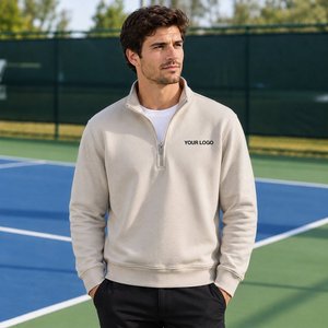 Sudadera con Cierre de Cremallera de un Cuarto para Hombre, con Cuello en Contraste, para Marcas de Ropa Masculina Contemporánea y Pedidos al por Mayor - Product Image 2