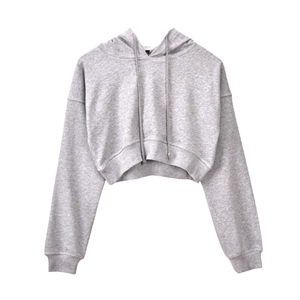 Sudadera Corta con Capucha para Mujer, Color Azul Claro, Manga Larga, Tejido de Punto, Estilo Casual, Invierno, Transpirable, Antiencogimiento, Mezcla de Algodón y Felpa - Product Image 5