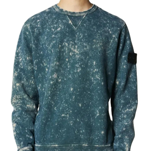 Sweat-shirt pour homme en coton 100% avec effet délavé, col rond, coupe classique, manches longues, patch personnalisé sur la manche gauche, sweat-shirt à enfiler - Product Image 1