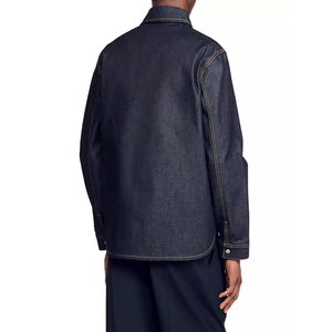 Camisa de Mezclilla de Manga Larga para Hombre, Estilo Casual, Cuello Clásico, Corte Holgado, Diseño con Costuras Visibles y Bolsillos - Product Image 4
