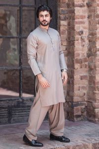 Ensemble Kurta Pyjama Traditionnel en Coton pour Homme, Couleur Unie, Longueur Cheville, Coupe Classique, Tenue Décontractée, Style Indien et Pakistanais, Toutes Saisons - Product Image 2
