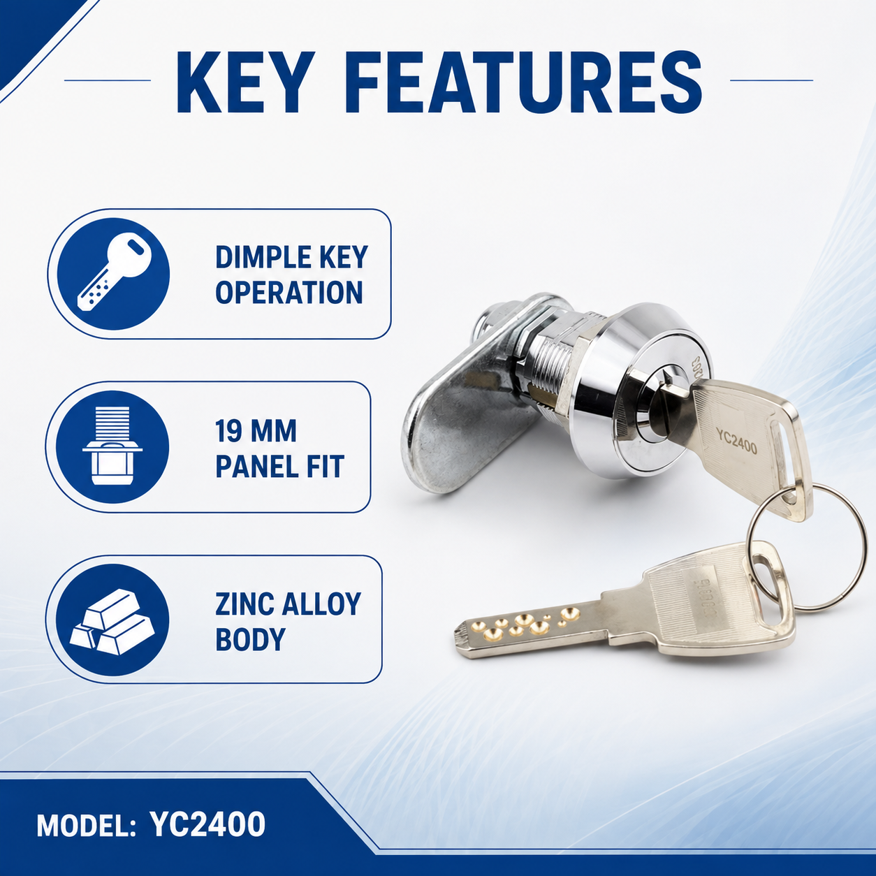 19mm Dimple Key Cam Lock Zinc Alloy High Security Lock Cylinder for Vending Machine ATM Arcade Cabinet Equipment · image 2