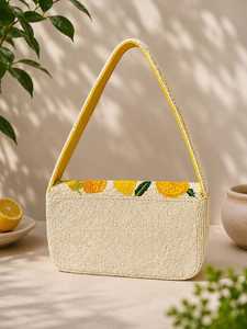 Sac à bandoulière bohème fait main en perles de citron, sac à main léger et écologique en perles de rocaille blanches, idéal pour les vacances d'été - Product Image 3
