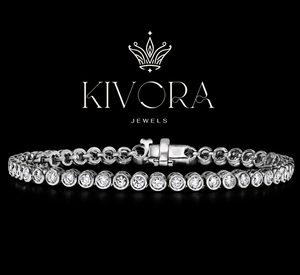 Pulsera de tenis de plata de ley 925 con moissanita, corte brillante redondo, chapada en rodio, para regalo de boda - Product Image 1