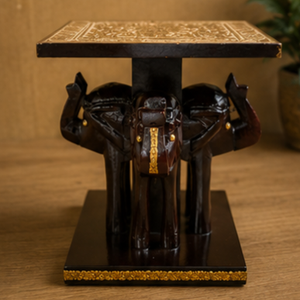 Taburete de Madera Hecho a Mano con Forma de Elefante, Elevador de Mesa Rectangular, Mueble de Estilo Asiático para el Hogar, Decoración de Sala de Estar, Acabado Antiguo Duradero - Product Image 5
