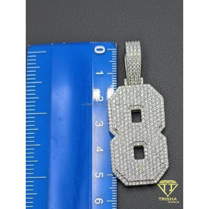 Moissanite Diamond <b>Iced</b> Out 8 Pendant Hip Hop Necklace Luxury Bling <b>Chain</b> Custom Number Jewelry Gift For Men - Product Image 6