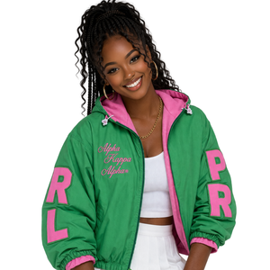 Chaqueta Cortavientos Reversible Verde y Rosa para Mujer, Ligera, de Doble Color, Ropa Casual de Primera Calidad - Product Image 3