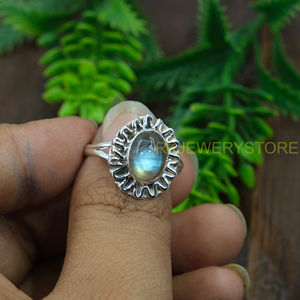 Bague en labradorite, bague en argent sterling 925, bagues de fiançailles et de mariage pour femmes, bijoux en labradorite, cadeau de Noël et d'anniversaire pour femme - Product Image 4