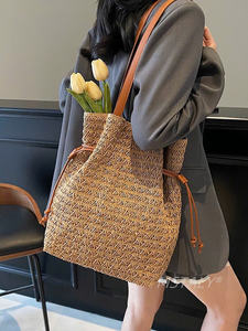 Sac à main en raphia de papier, nouveau style, prix de gros le plus bas, pour femme, été 2026, avec sac en cuir - Product Image 6
