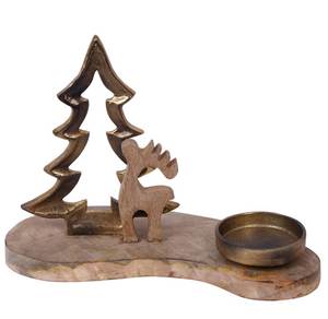 Handcrafted Silver Metal Christmas Tree <b>Tea</b> <b>Light</b> <b>Holder</b> With Solid Wooden Base Rustic Aluminum Holiday Candle Stand For Table - Product Image 3