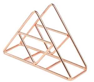 Porte-serviettes triangulaire moderne en or rose, support à mouchoirs géométrique en métal, organiseur de papier de luxe pour table, décoration de cuisine et de mariage - Product Image 1