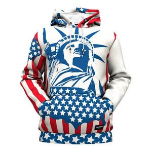 Sweat-shirt à capuche pour homme avec imprimé drapeau américain, pull à capuche bleu en polyester tricoté, style automne, sweat-shirt à sublimation pour homme - Product Image 3