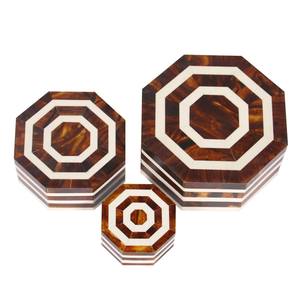 Handcrafted Black White Checkered Resin Jewelry Storage <b>Box</b> Decorative <b>Keepsake</b> Lacquer Finish Bedroom Decorative Gift <b>Box</b> - Product Image 3