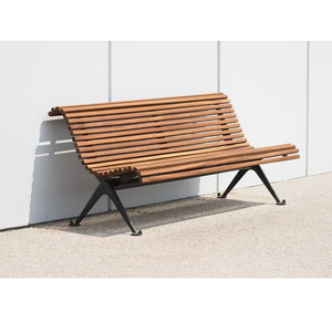 Banc d'extérieur moderne en teck massif avec assise à lattes élégante et structure métallique robuste pour un jardin élégant - Product Image 1