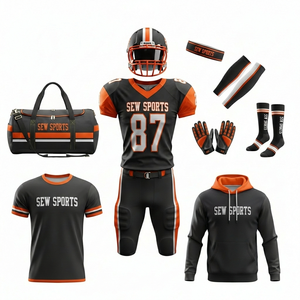 Paquete de Uniforme de Fútbol Americano Sublimado Personalizado, 100% Poliéster, Manga Corta, Logotipo del Equipo Universitario, Tallas Grandes - Product Image 4