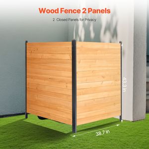 Schermo per la privacy in legno massiccio 38'' L x 42'' L, 2 pannelli, con recinzione per unità esterna di condizionamento e picchetti metallici facili da installare per piscina e officina - Product Image 2