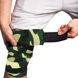 Enveloppes de genou de Squats d'haltérophilie d'impression de Camou vert de haute qualité pour l'enveloppe de soutien de genou de levage de puissance 78 "enveloppement de genou de gymnastique unisexe - Product Image 2