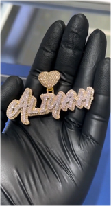 Pendentif Hip Hop Moissanite CONCEPTION, Breloque Cœur Personnalisée avec Lettre, en Argent 925, Certifié VVS GRA, Personnalisable - Product Image 5