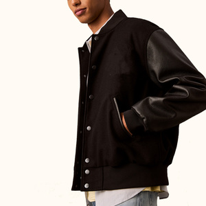 Wholesale Canvas Embroidered Men's Vintage Winter Baseball Varsity <b>Jacket</b> Eco-Friendly Reversible <b>Patchwork</b> College Embroidery - Product Image 1