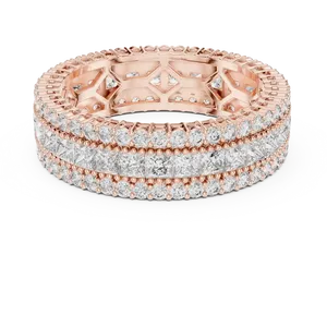 Multi <b>Row</b> Princess Round Cut Lab Grown Diamond Eternity Ring 18K Solid Gold E Color IGI Certified Luxury Unisex Statement Accent - Product Image 5