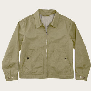 Veste chemise en toile olive pour homme avec fermeture éclair et poches poitrine, style workwear, coupe classique, pour l'automne - Product Image 1