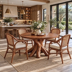Mesa de Comedor Rectangular de Madera Maciza de Roble/Nogal de Alta Calidad, Diseño Moderno y Lujoso para Apartamento, Hogar y Cocina - Product Image 2