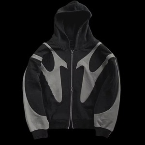 Sweat à capuche zippé pour homme, coupe classique, décontracté, avec blocs de couleur, imprimé par sublimation, en polyester French Terry, pour l'automne - Product Image 2