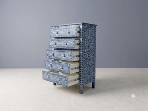 Best Selling Bone Inlay End Table <b>With</b> Geometric Pattern Handmade Accent Furniture For Living Room Bedroom And Office Decor Sale - Product Image 2