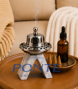 Quemador de Incienso de Mármol con Base de Piedra Natural Hecho a Mano, Soporte para Dhoop Dani de Acero Inoxidable de Alta Calidad, Resistente al Viento y Decorativo - Product Image 6