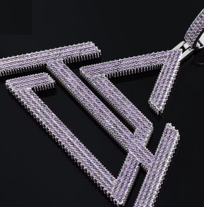 Colgante Geométrico Triangular, Chapado en Plata 925, con Cristales de Estrás, Microincrustaciones, Estilo Hiphop, Unisex - Product Image 6