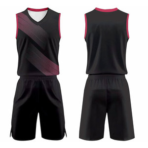 Custom Sublimated Basketball Jersey Set <b>Men</b> <b>Black</b> Red V-Neck Sleeveless Moisture Wicking Athletic Wear All Seasons - Product Image 1