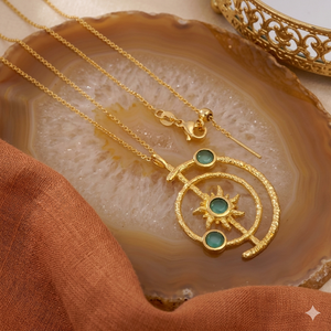 Aqua Chalcedony Rose Quartz Round Gemstone Pendant <b>Necklace</b>, <b>Boho</b> Style Jewelry for Women, Wholesale OEM Custom Gifts - Product Image 1