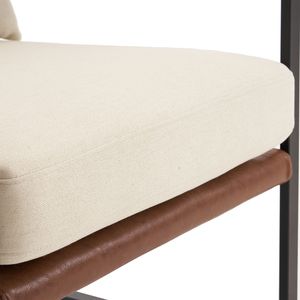 Fauteuil d'appoint en fer avec accoudoirs en cuir beige marron nid d'abeille, chaise de loisirs d'intérieur - Product Image 6