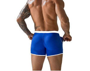 Calzoncillos bóxer transpirables de punto para hombre, poliéster/algodón, sublimación, color azul, corte en U convexo. - Product Image 6