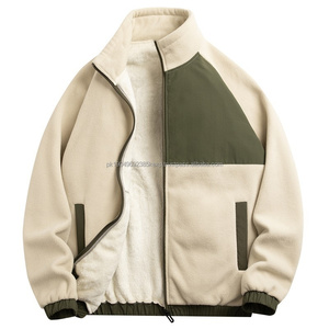 Sweat à capuche d'hiver en molleton solide 100% coton pour hommes avec fermeture à glissière épaissie manteau grande taille pour l'extérieur - Product Image 1