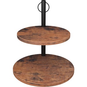 Support à gâteau à deux niveaux en bois d'acacia, style rustique vieilli, vente en gros - Product Image 1