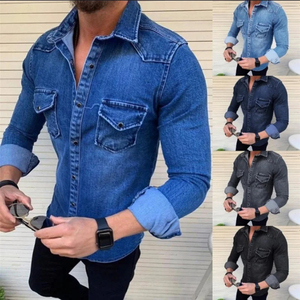 Thick Denim Shirt <b>Jacket</b> | Winter Warm Fleece Jean Outerwear for Men Wholesale Price - Product Image 2