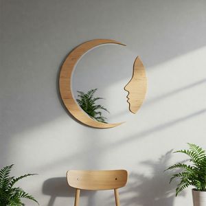 Nordic Minimalist Wooden Wall <b>Mirror</b> <b>Round</b> Solid Wood Frame <b>Mirror</b> for <b>Bathroom</b> Living Room Bedroom Home Decor - Product Image 2