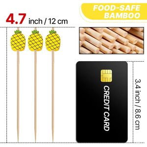 Handmade 100pcs Yellow Pineapple Bamboo Cocktail Picks 4.7\" <b>Toothpicks</b> - Product Image 3
