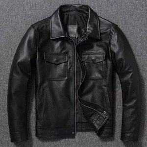 <b>Men</b> Premium Genuine Leather <b>Jacket</b> Soft Comfortable Classic Casual Full Zip Durable Fashion Everyday Outerwear - Product Image 1