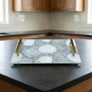 Rectangular Marble Serving Tray Handmade Modern Design <b>Decorative</b> <b>Plate</b> for Home Tableware - Product Image 4