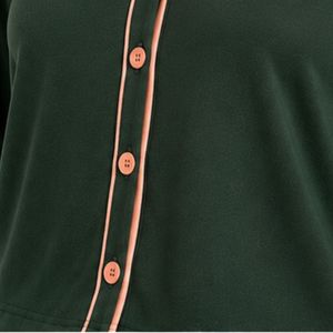 Manufacturer Womens Dark <b>Green</b> Long Sleeve Crop Cardigan Wide Leg Pajama Set Embroidered Lounge Sleepwear Soft Breathable OEM - Product Image 5