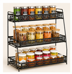 3-Tier Metal Spice <b>Rack</b> Organizer <b>Kitchen</b> Countertop <b>Storage</b> Shelf for Seasoning Jars Desktop Seasoning Bottle Holder - Product Image 1