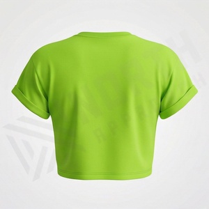 เสื้อครอปท็อปผู้หญิง สไตล์สตรีทแวร์ แห้งเร็ว พิมพ์โลโก้ได้ตามต้องการ เสื้อสีพื้น ผ้าฝ้าย 100% เสื้อยืดแฟชั่น - Product Image 2