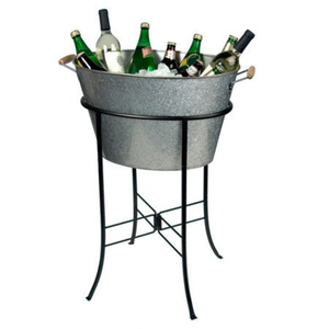 High Quality Galvanized Beverage Tub with Stand Iron Metal Ice Bucket Wholesale Wine Chiller Party <b>Drink</b> <b>Cooler</b> Tub In Low Price - Product Image 1