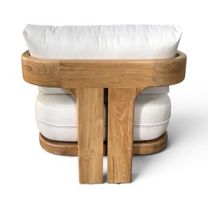 Sofá moderno minimalista de madera de teca maciza con cojín grueso tapizado, diseño ecológico para muebles de hogar, oficina o villa. - Product Image 3