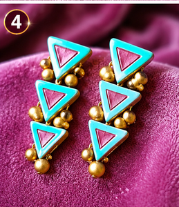 KOTTRAVAI - Pinza para el Cabello con Cuentas Triangulares Geométricas, Accesorio de Joyería de Resina Colorida de Tamil Nadu para Mujer, para Usar en Fiestas - Product Image 4