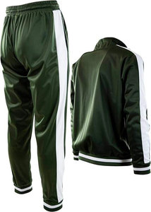 Unisex Dark Green Tracksuit Full Sleeve Solid Color Casual Autumn Wear Zipper Closure Side Pockets Regular Fit Midweight - Product Image 4
