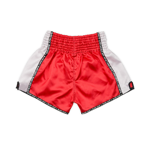 Unisex Muay Thai Boxing Shorts Red White Elastic Waist Front Custom Logo Printed OEM Polyester/Cotton Quick Dry for MMA Training - Product Image 4