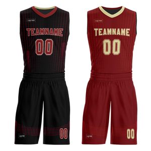 Custom Sublimated Basketball <b>Shorts</b> Red Black Moisture Wicking <b>Polyester</b> Unisex Adult Team Numbers Elastic Waist - Product Image 3